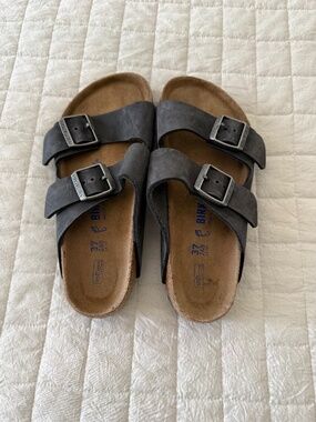 Birkenstock Arizona Soft Footbed Sandals Black Leather | NEW | Size 37